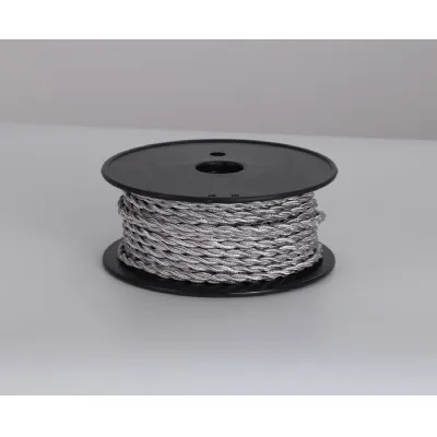 Knightsbridge 25m Roll Silver Braided Twisted 2 Core 0.75mm Cable VDE Approved