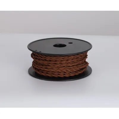 Knightsbridge 25m Roll Dark Brown Braided Twisted 2 Core 0.75mm Cable VDE Approved