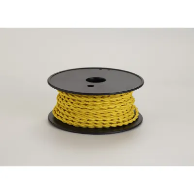 Knightsbridge 25m Roll Yellow Braided Twisted 2 Core 0.75mm Cable VDE Approved
