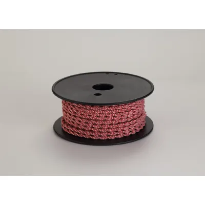 Knightsbridge 25m Roll Red And White Wave Stripe Braided Twisted 2 Core 0.75mm Cable VDE Approved