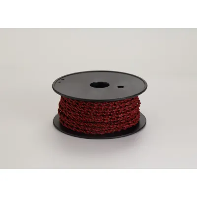 Knightsbridge 25m Roll Red And Black Wave Stripe Braided Twisted 2 Core 0.75mm Cable VDE Approved