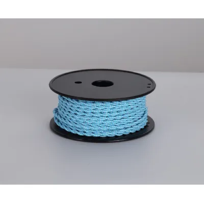Knightsbridge 25m Roll Blue And White Wave Stripe Braided Twisted 2 Core 0.75mm Cable VDE Approved