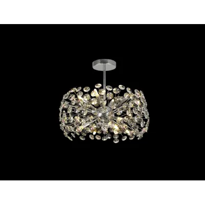 Polished Chrome 8 Light Semi Flush Pendant K9 Crystal Shade