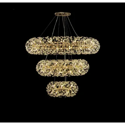 French Gold Crystal 3 Tier Pendant 74 Light G9 Bulbs