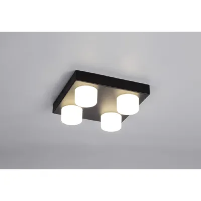 Newham 4 Light Fixed Ceiling, 4 x 5W LED, 4000K, 1700lm, IP44, Sand Black, 3yrs Warranty