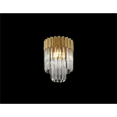 Aldershot 30cm Ceiling Round 3 Light E14, Brass Clear Sculpted Glass