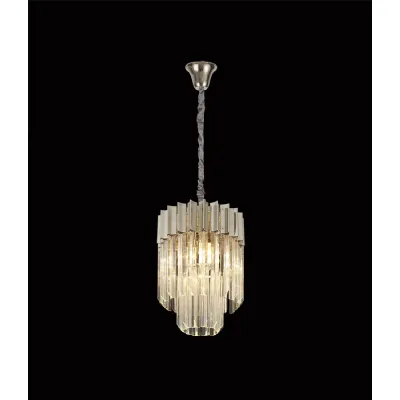 Aldershot 30cm Pendant Round 4 Light E14, Polished Nickel Clear Sculpted Glass