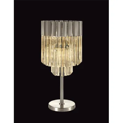 Aldershot 30 x H65cm Table Lamp 3 Light E14, Polished Nickel Clear Sculpted Glass