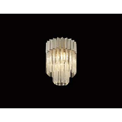 Aldershot 30cm Ceiling Round 3 Light E14, Polished Nickel Clear Sculpted Glass
