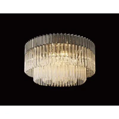 Polished Nickel Clear Sculpted Glass 80cm Round Pendant