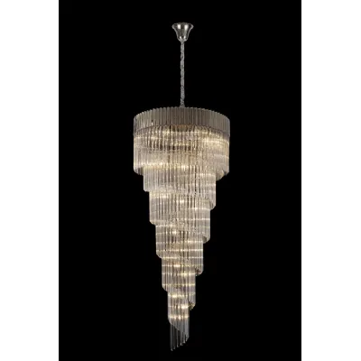 Nickel Clear 90cm 31 Light E14 7 Tier Sculpted Glass Pendant