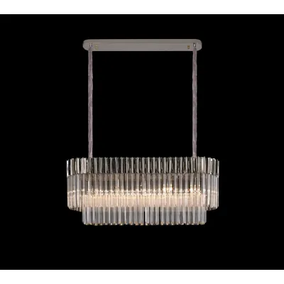Polished Nickel Clear Sculpted Glass 100 x 32cm Pendant
