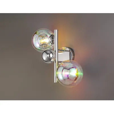 Hook Wall Lamp, 2 x G9, Polished Chrome Iridescent Glass