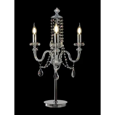 Wimbledon Table Lamp, 3 Light E14, Polished Chrome Clear Glass Crystal, (ITEM REQUIRES CONSTRUCTION CONNECTION)