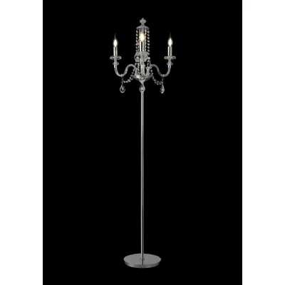 Wimbledon Floor Lamp, 3 Light E14, Polished Chrome Clear Glass Crystal, (ITEM REQUIRES CONSTRUCTION CONNECTION)