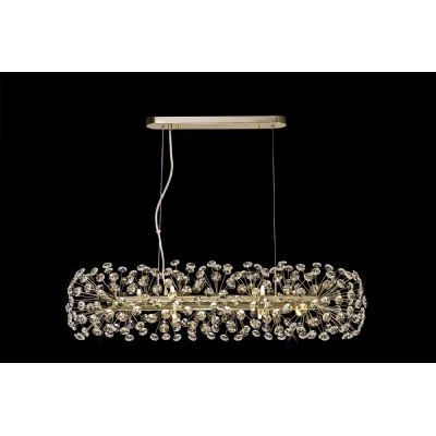Camden Oblong Linear Pendant 10 Light G9 French Gold Crystal