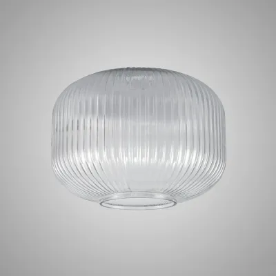 Epsom 30cm Pumpkin Shaped Ribbed Glass (C), Clear