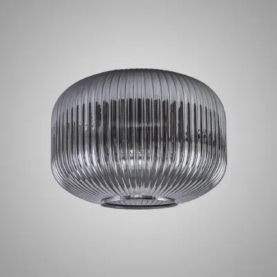 Epsom 30cm Pumpkin Shaped Ribbed Glass (C), Smoked
