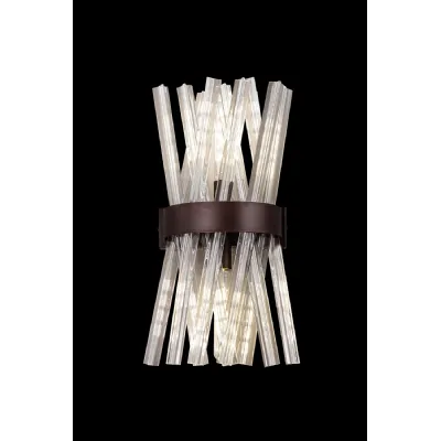 Dalston 2 Light E14, Wall Light E14, Brown Oxide Clear Glass