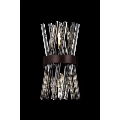 Dalston 2 Light E14, Wall Light E14, Brown Oxide Smoke Glass