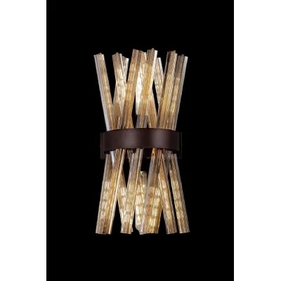 Dalston 2 Light E14, Wall Light E14, Brown Oxide Champagne Glass