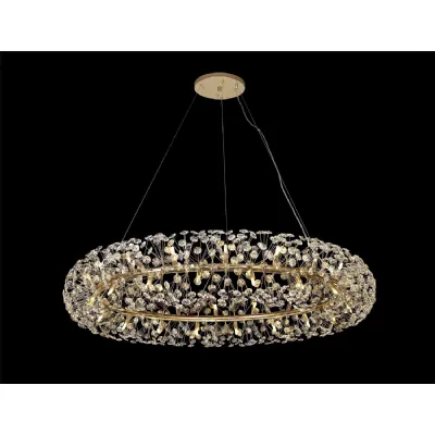 Camden Pendant 1.4m Ring 36 Light G9 French Gold Crystal, Item Weight:19.4kg