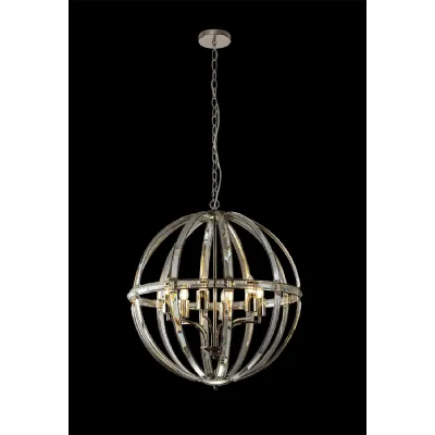 Woolwich Large Round Pendant, 6 Light E27, Polished Nickel