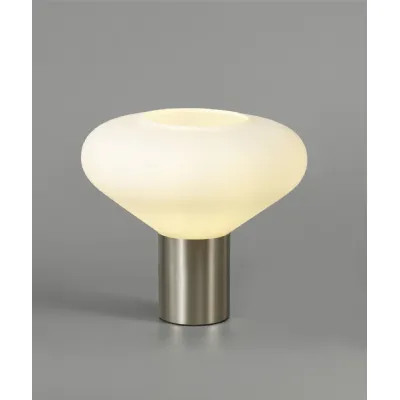 Copthorne Wide Table Lamp, 1 x E27, Satin Nickel Opal Glass