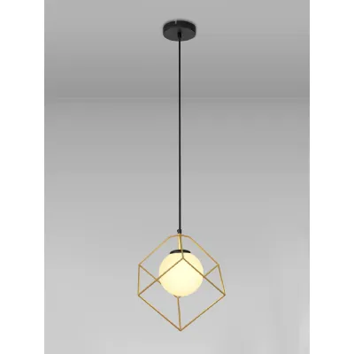 Southend Single Pendant, 1 Light Adjustable E14, Matt Black Painted Gold