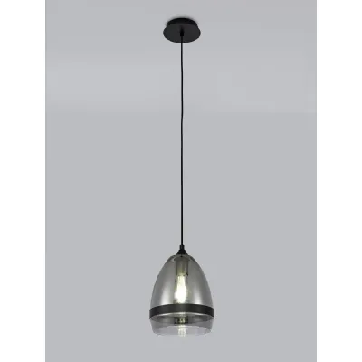 Salisbury Pendant 20cm Cone, 1 x E27 (Max 20W), Matt Black And Smoke Plated