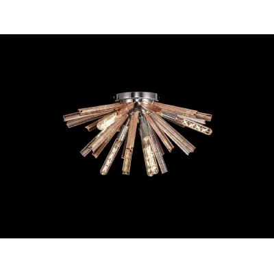 Dalston 6 Light E14, Semi Flush Polished Nickel Champagne Gold Glass