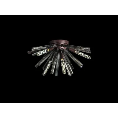 Dalston 6 Light E14, Semi Flush Brown Oxide Smoke Glass