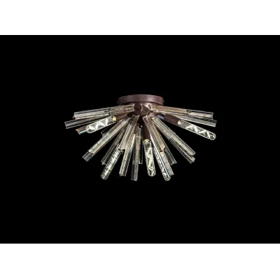 Dalston 6 Light E14, Semi Flush Brown Oxide Champagne Gold Glass