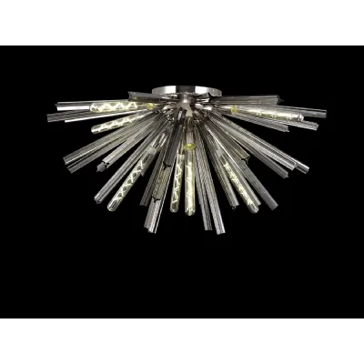 Dalston 8 Light E27, Semi Flush Polished Nickel Smoke Glass