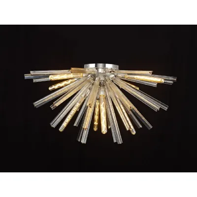Dalston 8 Light E27, Semi Flush Polished Nickel Champagne Gold Glass