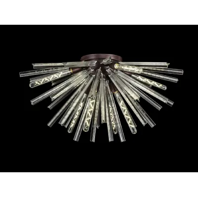 Dalston 8 Light E27, Semi Flush Brown Oxide Clear Glass