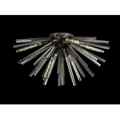 Dalston 8 Light E27, Semi Flush Brown Oxide Smoke Glass