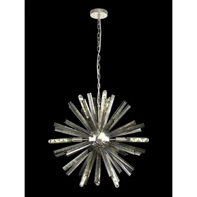 Dalston 10 Light E14, Round Pendant Polished Nickel Smoke Glass
