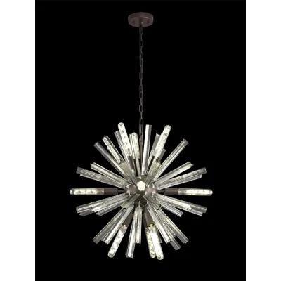 Dalston 10 Light E14, Round Pendant Brown Oxide Clear Glass