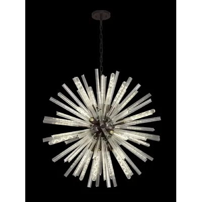 Dalston 16 Light E27, Round Pendant Brown Oxide Clear Glass