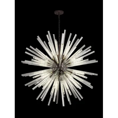 Dalston 32 Light E27, Round Pendant Brown Oxide Clear Glass, Item Weight: 30kg