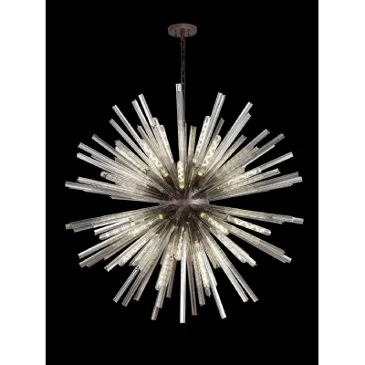 Dalston 32 Light E27, Round Pendant Brown Oxide Smoke Glass, Item Weight: 30kg