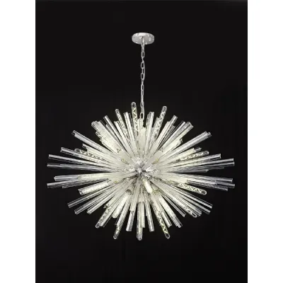 Dalston 32 Light E27, Oval Pendant Polished Nickel Clear Glass, Item Weight: 25kg