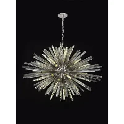 Dalston 32 Light E27, Oval Pendant Polished Nickel Smoke Glass, Item Weight: 25kg