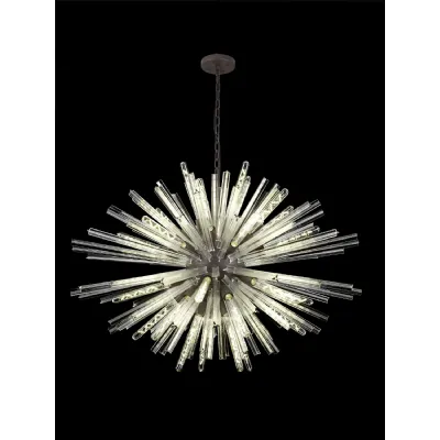 Dalston 32 Light E27, Oval Pendant Brown Oxide Clear Glass, Item Weight: 25kg