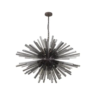 Dalston 32 Light E27, Oval Pendant Brown Oxide Smoke Glass, Item Weight: 25kg