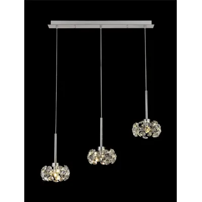 Chrome 3 Light G9 2m Linear Pendant with Crystal Shades