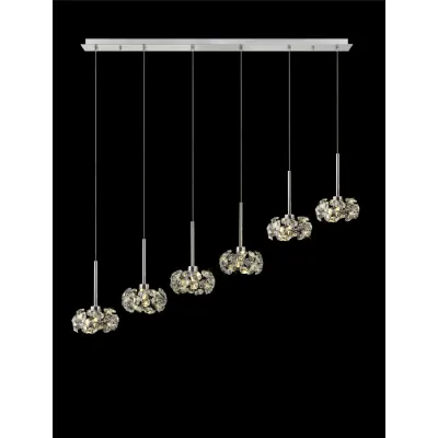 Chrome 6 Light G9 2m Linear Pendant Crystal Shade IP20