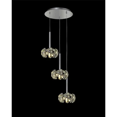 Chrome 3 Light G9 2m Round Pendant Crystal Shade IP20