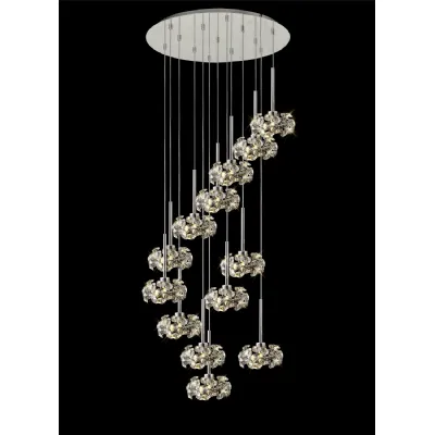 Polished Chrome 2.5m Round Multiple Pendant Crystal Shades